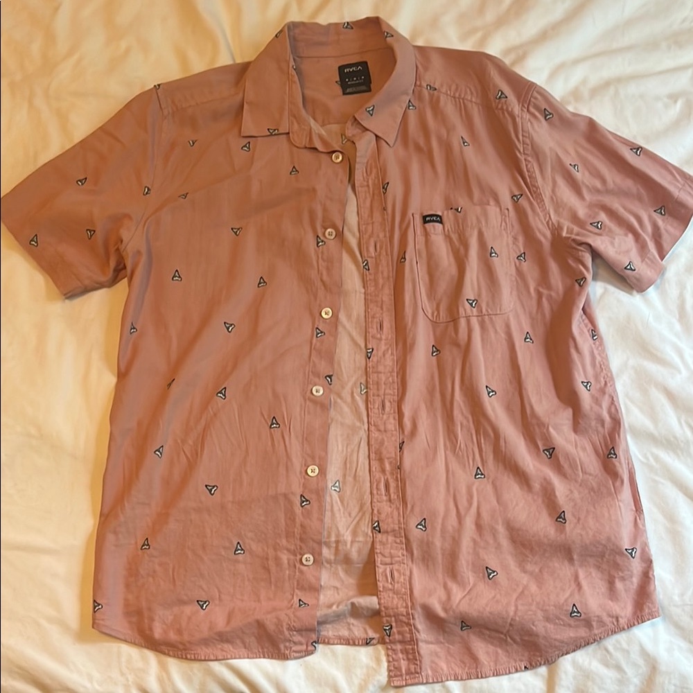 RVCA Men’s Short Sleeve Button-Up Shirt - Dusty Rose